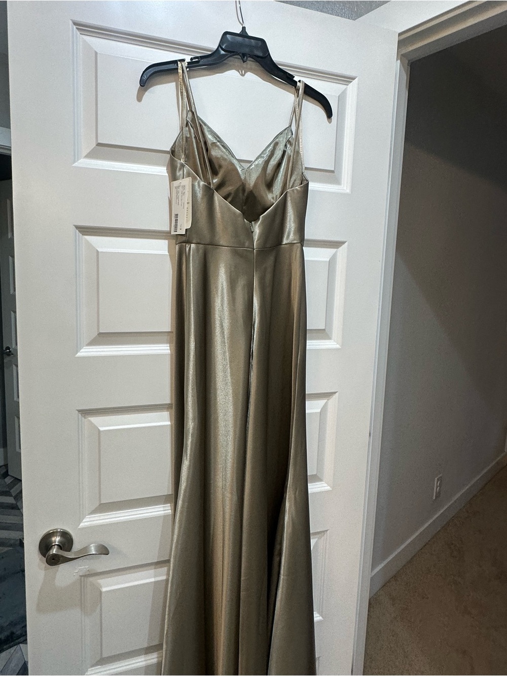 the Jenny Yoo “Dina” Dress in Sage Satin Back Crepe, size 2. - Picture 4 of 4